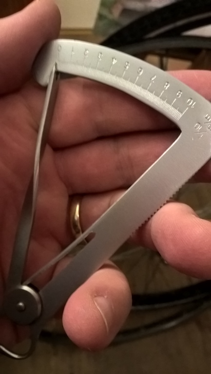 The Iwanson caliper held the other way up, with the scale at the top, which is how one would read it.